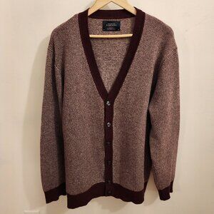 Charles Tyrwhitt Merino Wool Cardigan Sweater Men XL Maroon Grandpacore Academia